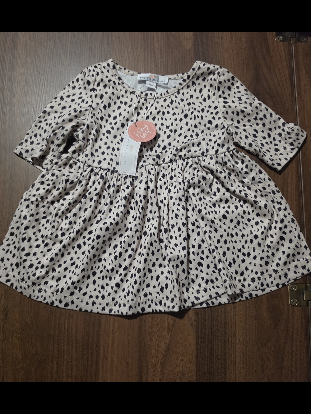 Bailey's Blossoms Girls' Cream and Leopard Spotted Dress
